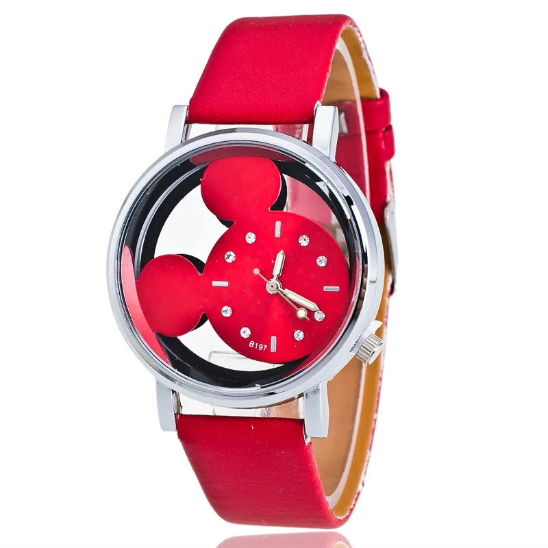 

Relogio Feminino Luxo 2019 Ladies Watch With Crystals Clocks Women Luxury Quartz Cartoon Watch With Leather Mickey Mouse erkek k