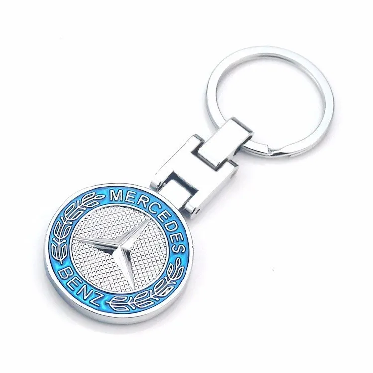 

2019 Double-sided H-button Mercedes Benz Automobile Logo Metal Key Button Ring Gifts Waist Key Ring Pendant Keychain Keys Women