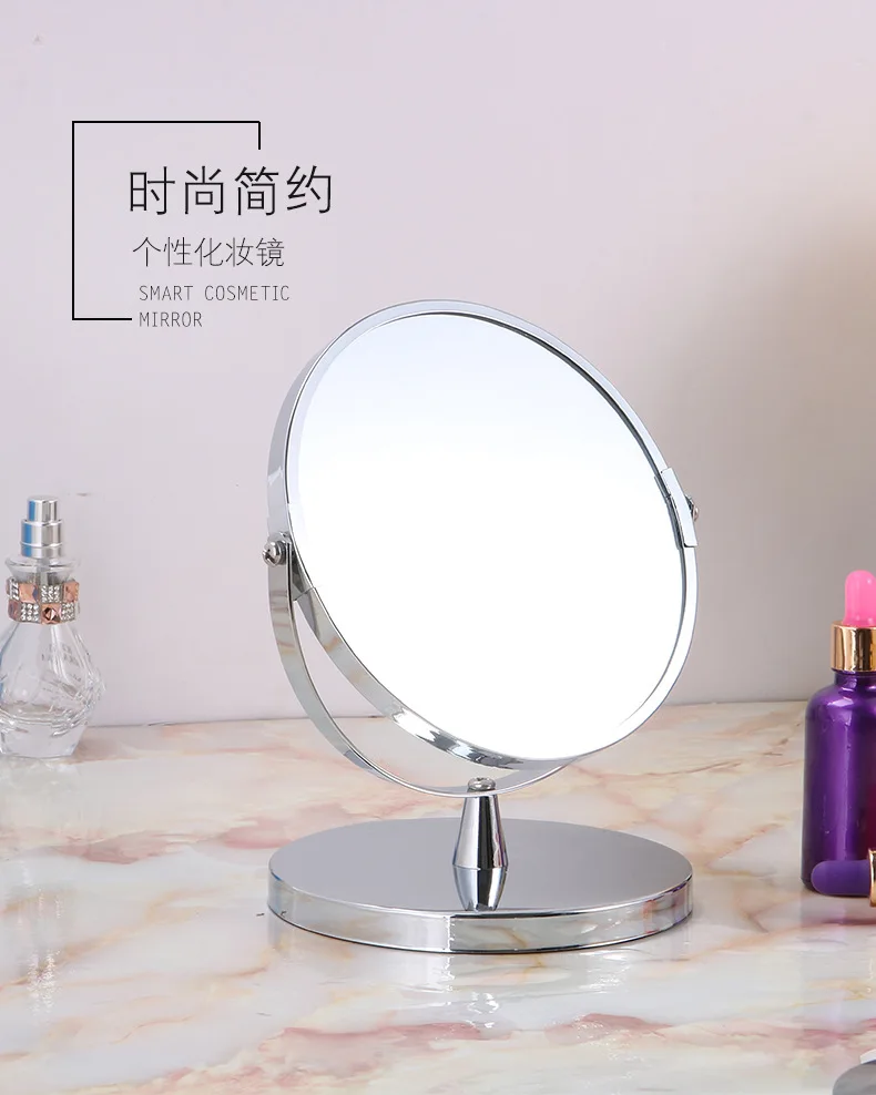 [A Generation of Fat] Metal Desktop Double-Sided Makeup Mirror European Style Hotel Bathroom 3 Times Amplifier Beauty Cosmetic M