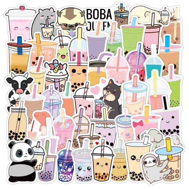 50PCS Cute Drink Anime Stickers Aesthetic Kawaii Laptop Guitar Luggage Fridge Phone Graffiti Sticker Decal Kid Classic Toys Drink 50PCS