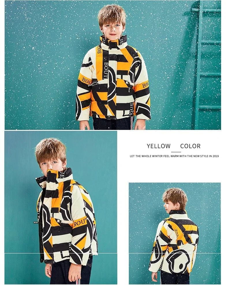 Новое зимнее пальто для мальчиков и девочек зимняя куртка с принтом для мальчиков теплые пуховые хлопковые парки детская зимняя куртка одежда для детей 5-10 лет