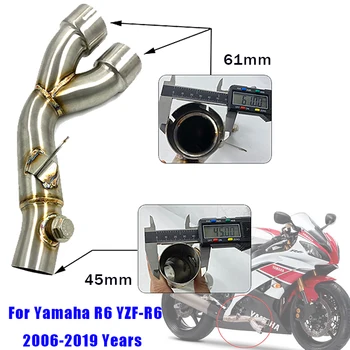

Motorcycle Exhaust Escape Middle Pipe Stainless Steel Link Pipe Eliminator Enhanced For Yamaha R6 YZF-R6 2006-2019 Years