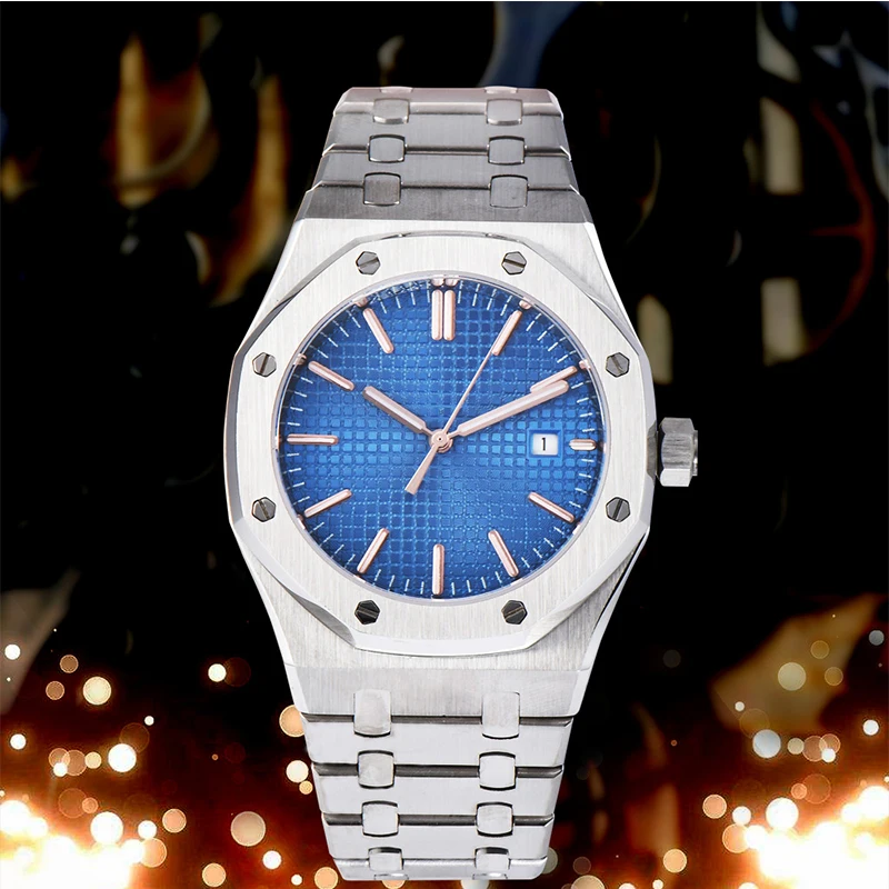 

Men watch clock 41mm blue dial sapphire crystal stainless steel strap automatic movement N6-1