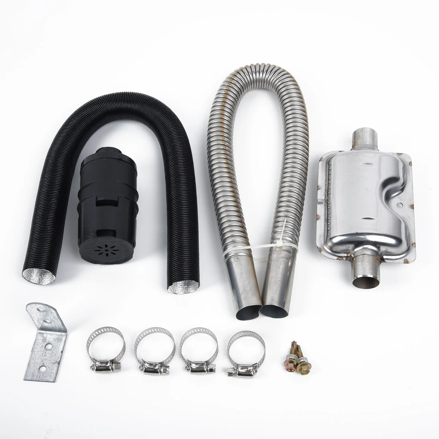 

A Set Of Air Diesel Heater Accessories Kits Contain 2*60CM Exhaust Pipes+1*Silencer+1*Filter+4*Clamps