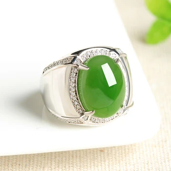 

925 silver inlaid natural jade egg face ring high-grade atmosphere and Tianyu men's and women's retractable jade ring