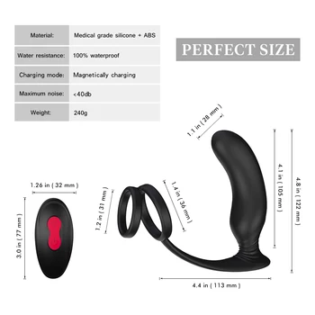 PHANXY Male Prostate Massage Vibrator Anal Plug Silicone Prostate Stimulator Butt Plug Delay Ejaculation Ring Toy For Men 5