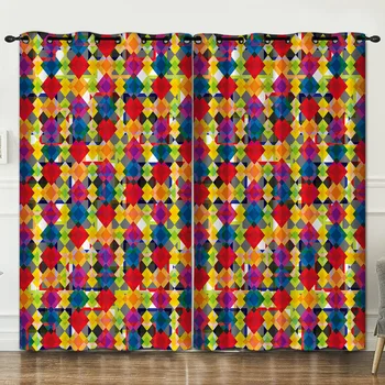 

Colorful geometry room decoration curtain background decoration cloth pink curtains luxury 14