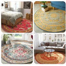 Круглый ковер дворцовый пол стул коврик винтажный комнатный ковер богемский персидский этнический разноцветное украшение для дома турецкое покрывало с цветами
