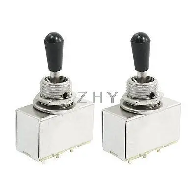 

2 Pieces Panel Mount Black Knob Chrome Box 3 Way Toggle Switch for Electric Guit
