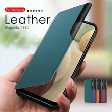 Magnetic Leather Flip Case For Samsug Galaxy A02 A02s A12 A31 A32 4G 5G A42 Window Cover On Sumsung A 02 s 02s 12 31 32 42 Shell