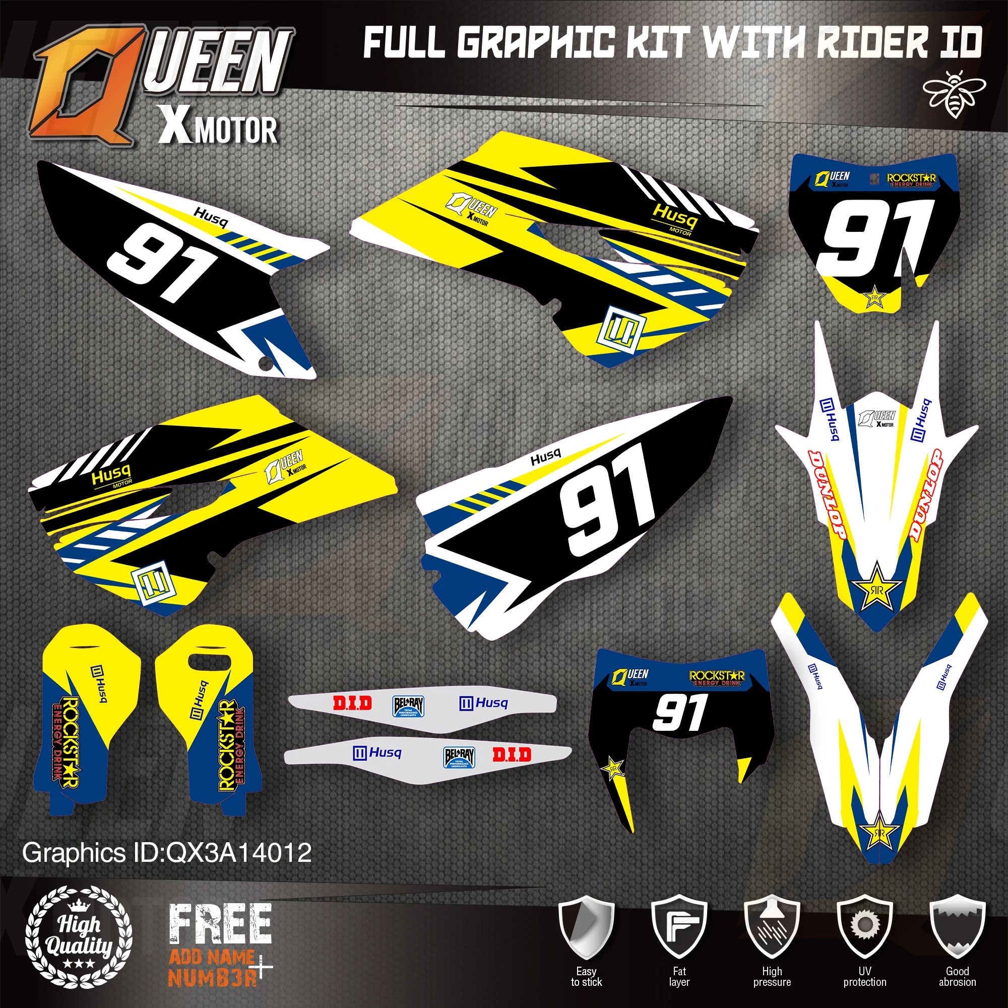 Queen X Custom Team Graphics Decals Stickers Kit For Husqvarna Sticker Decal 2014-15 TC FC 2015-16 FE TE 125 to 450cc 12 | Автомобили и