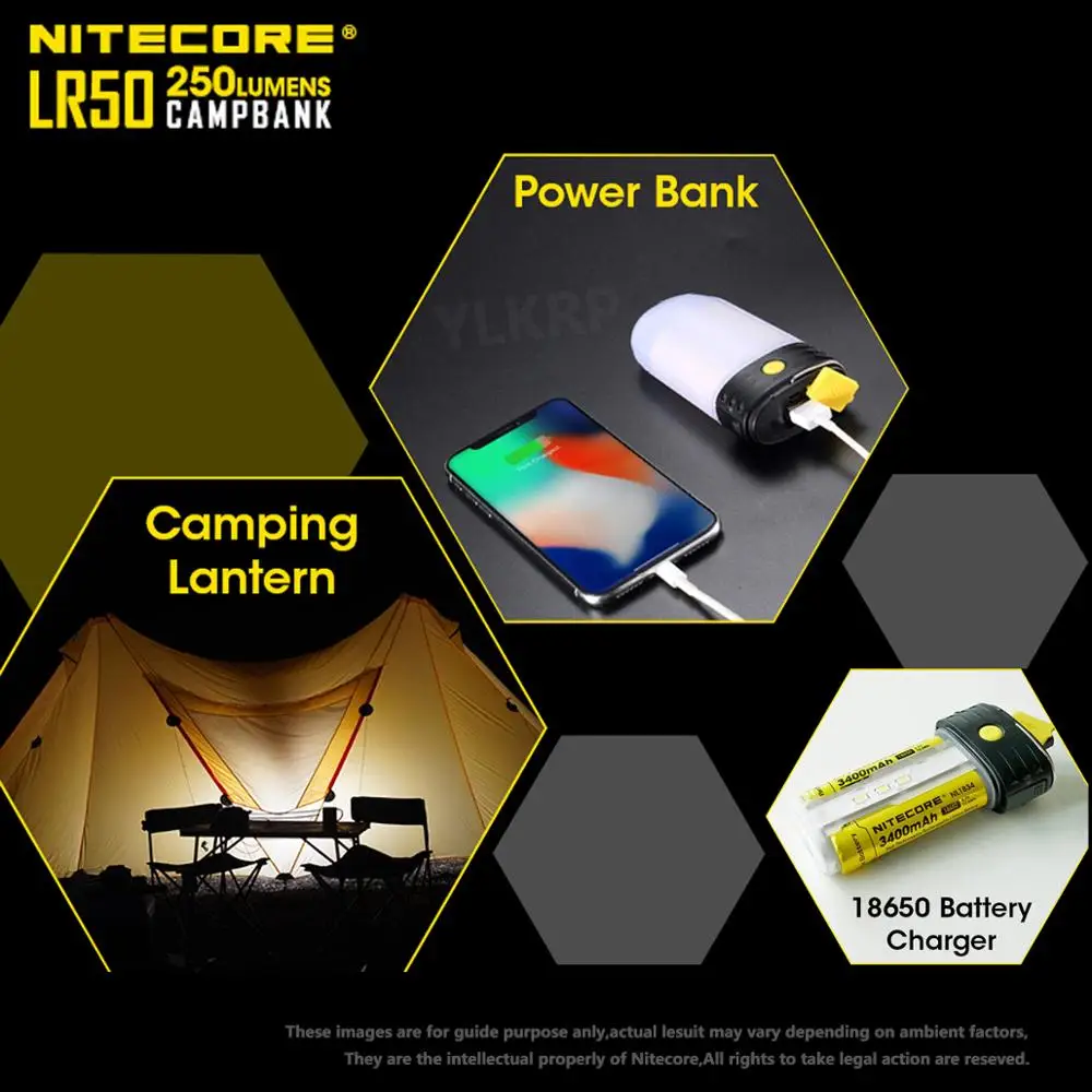 NITECORE LR50 250 люмен Открытый портативных зарядных устройств + походный светильник