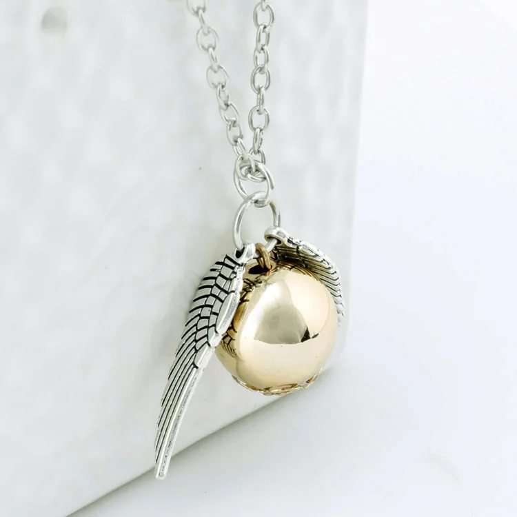 Новое Золотое ожерелье snitch Золотое мухоловое ожерелье Quidditch snitch золотое ожерелье Harri Potter и Deathly havles