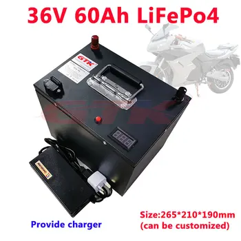 

Rechargeable 36V 60Ah LiFepo4 battery pack 3.2v power cells for golf cart EV UPS e-grass cutter electric bike power tool+Charger