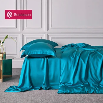 

Sondeson Luxury 100% Silk Noble Bedding Set 25 Momme Silk Duvet Cover Set Flat Sheet Pillowcase Queen King For Adult Bed Set
