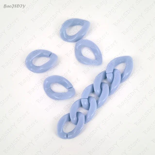 Wholesale 23mm*17mm Multi color Acrylic Twisted Chains Assembled Parts Beads Diy Jewelry Findings Accessories 60 pieces(JM6582) light blue