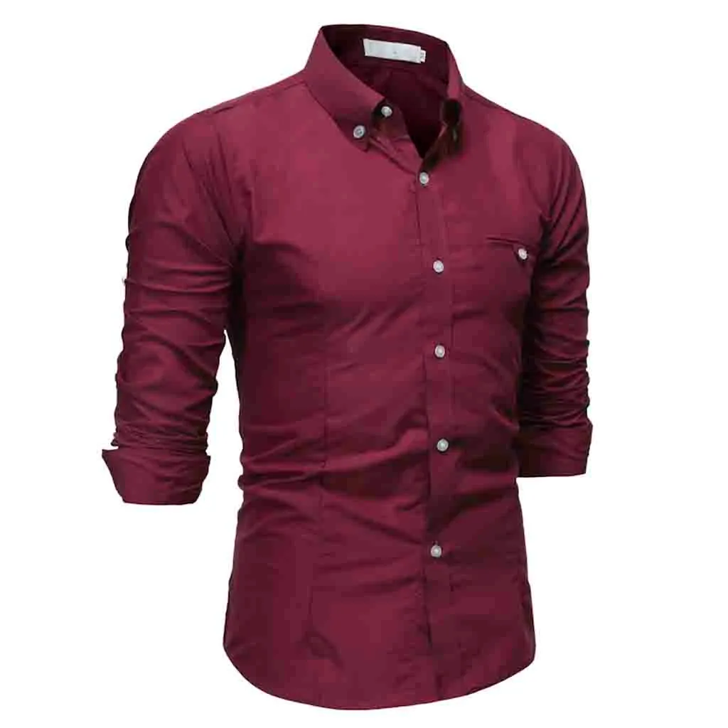 WE Мужские мешковатые рубашки хлопчатобумажные рубашки Camisa Social Masculina Твердые с длинным рукавом Ретро Топы Блузка harajuku рубашка мужское платье - Цвет: WE