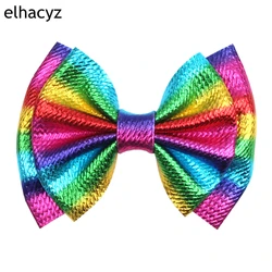 1PC New Glitter 6'' Metallic Waffle Fabric Double Layer Hair Bow Clip Hairpins Girls Trendy Head Wear Kids DIY Hair Accessories