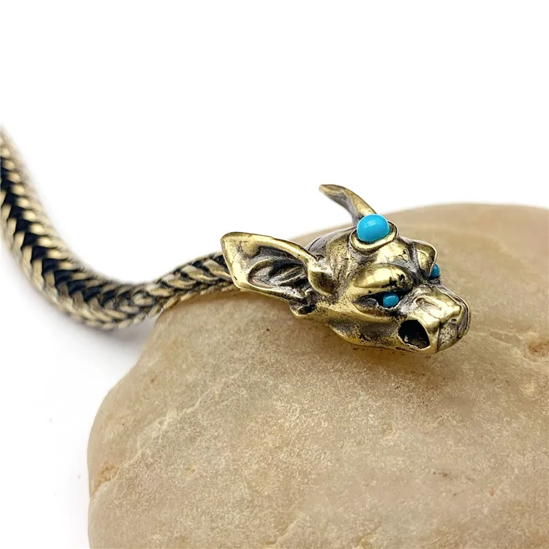 brass wolf head chain bracelet (12)