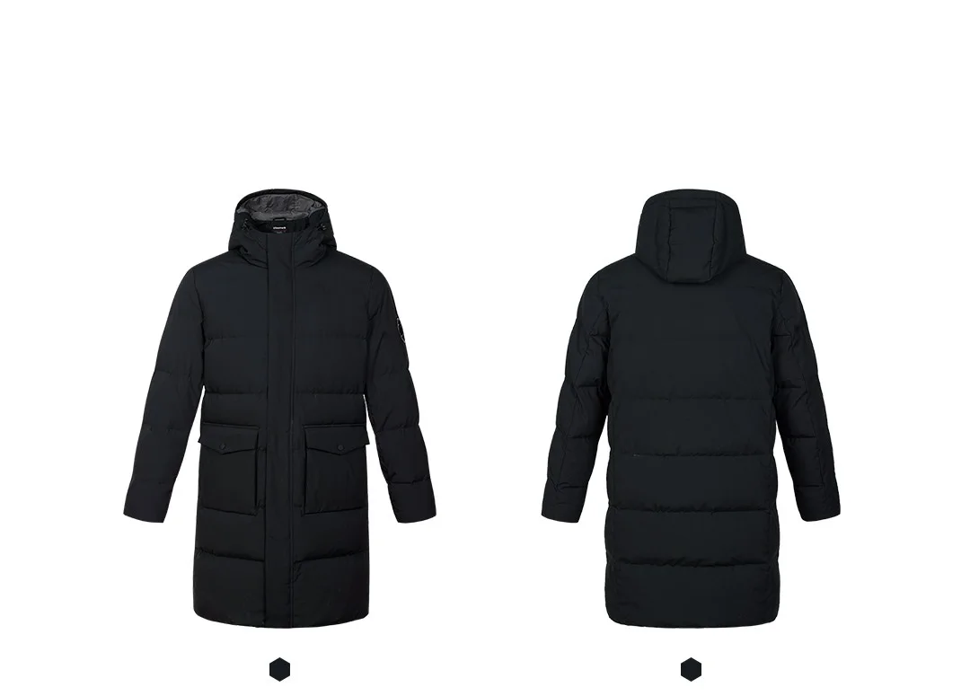 Xiaomi ULEEMARK, Мужская Утепленная куртка средней длины, пуховик, 80% утиный пух, пальто, ветрозащитная, водонепроницаемая, ветровка - Цвет: Black