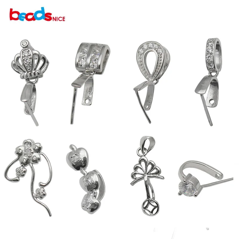 Beadsnice Твердое Серебро 925 соединители под замком Серебряная Зажимная подвеска-Бейл Застежка для DIY персонализированных подвесок ID34622