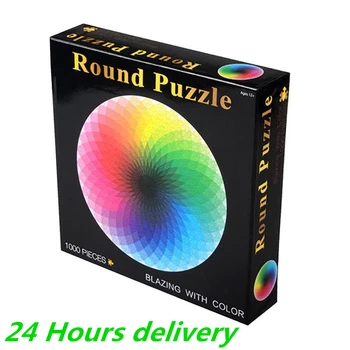 

1000pcs Colorful Rainbow Round Geometrical Photo Puzzle Adult Kids Educational Game Toy Jigsaw Puzzle Paper Puzzle Mat