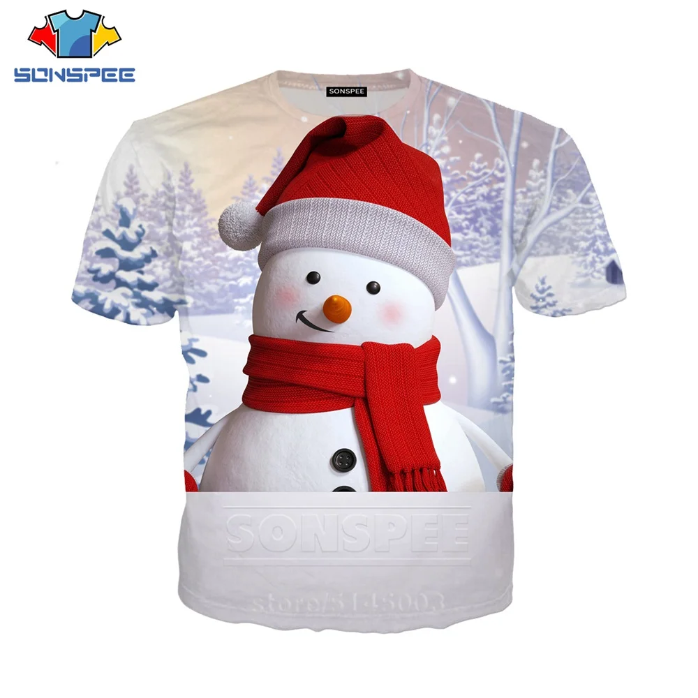 Рождественская футболка, новинка, Мужская и Женская толстовка с надписью «Trump», 3D принт снеговика, короткий рукав, хип-хоп Уличный Топ, Забавный пуловер, C083-01 - Цвет: 18