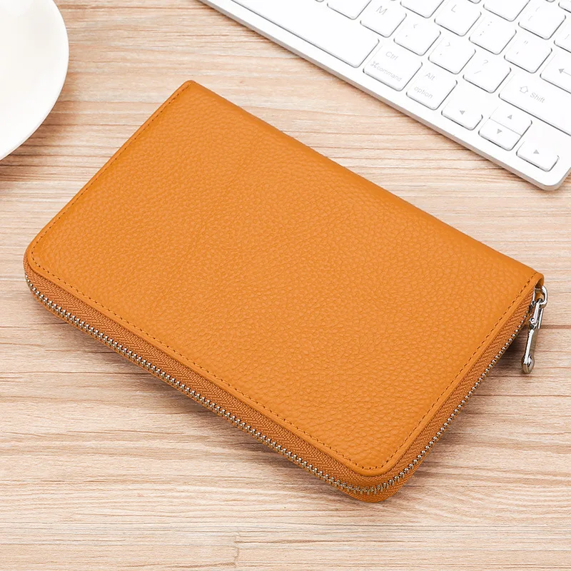 Large Capacity Genuine Leather Passport cover Multi Function Men card holder Multi Slots Credential holder Long RFID Card wallet