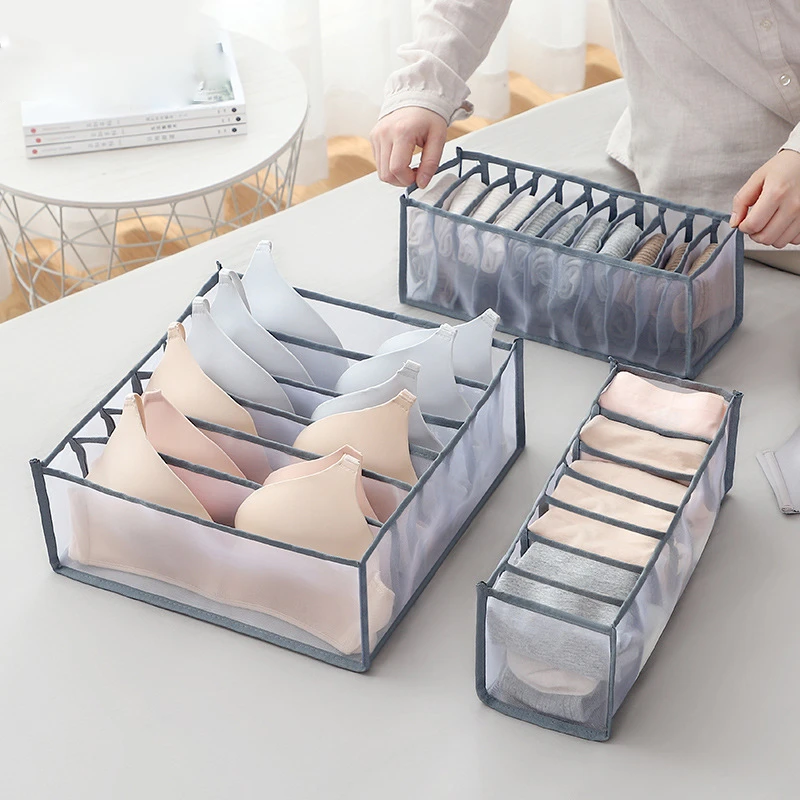 Caja de almacenamiento para ropa interior, con compartimentos para guardar ropa interior, sujetador, calcetines, armario de acabado, para el hogar, 1 unidad|Organizadores de cajón| - AliExpress