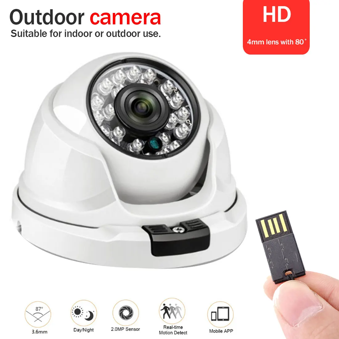 

1080P HD IP Camera 2MP Dome Camera Outdoor Security Surveillance Camera CCTV Nightvision Video Surveillance POE SD Card Slot