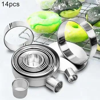 

14Pcs Stainless Steel DIY Round Cookie Cake Biscuit Cutting Molds Baking Kitchen Dining Bar Tools