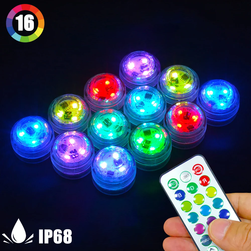 10 светодиодов с дистанционным управлением RGB погружной светильник на батарейках