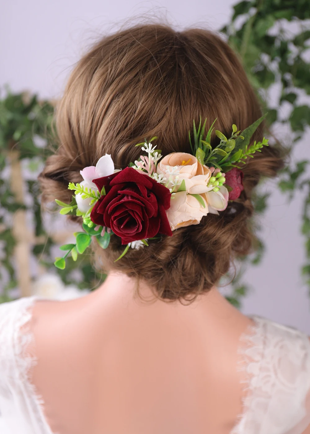 Chic Flower Hair Comb Red Rose Wedding Bridal Hair Accessories Female Glamour Classic vine Fashion Pins for women