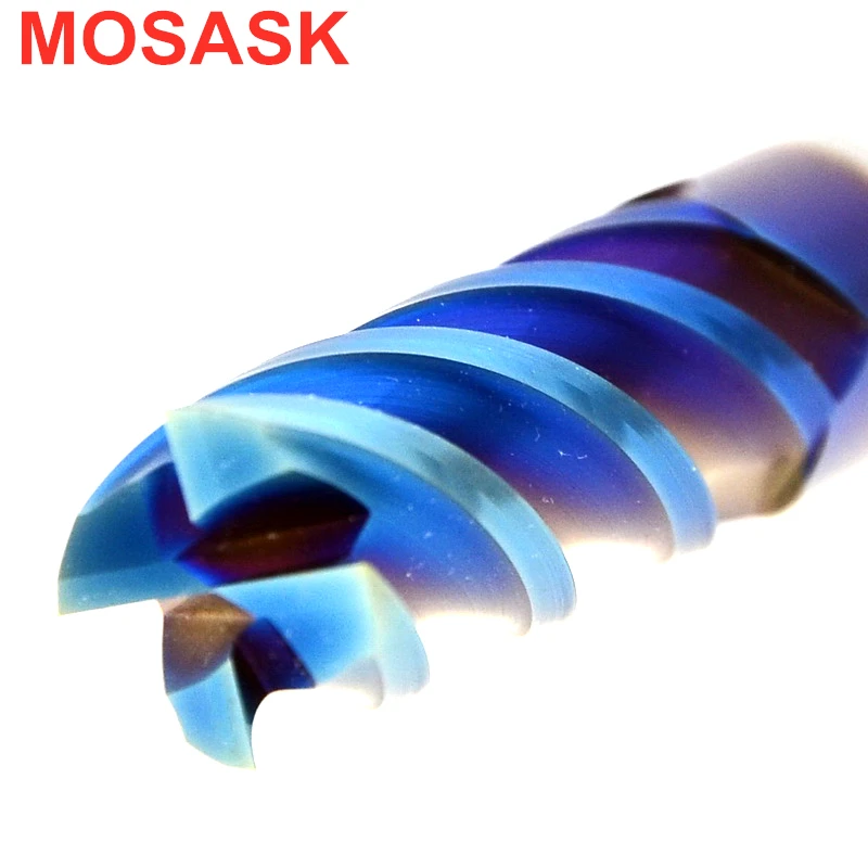 

MOSASK 4 Flutes HRC65 Milling Cutter 2MM 4MM 6MM 12MM Processing Stainless Steel Solid Cemented Carbide End Mills