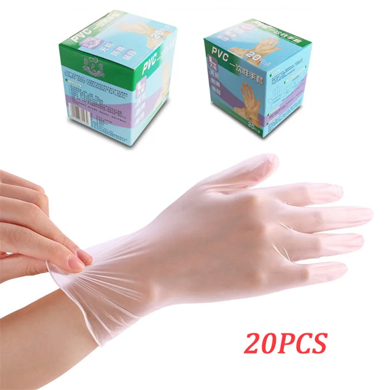 20 шт./компл. виниловые пластиковые одноразовые перчатки антистатические для