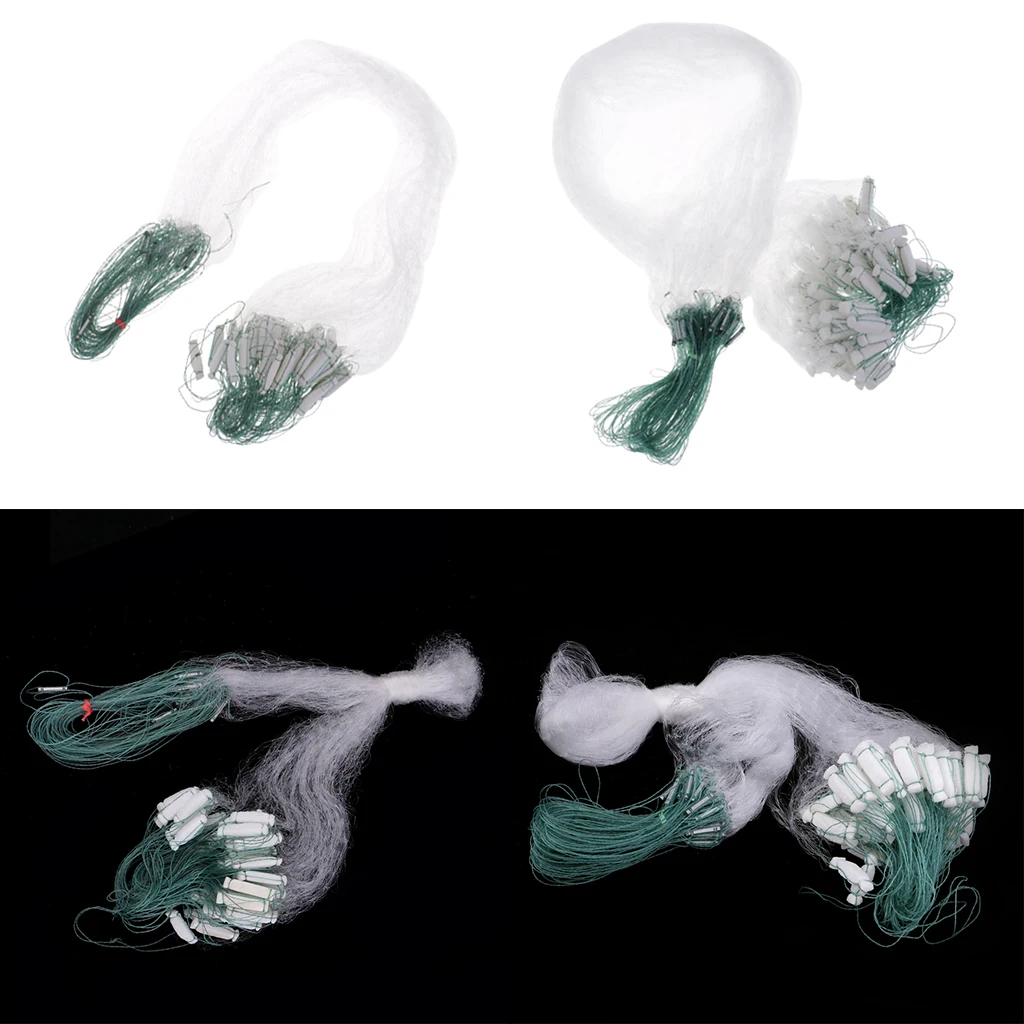 2pcs Durable Nylon Sinking Fishing Gill Nets Fish Baits Mesh Trap Casting Net with Lead Sinker for Fishermen 8m 20m