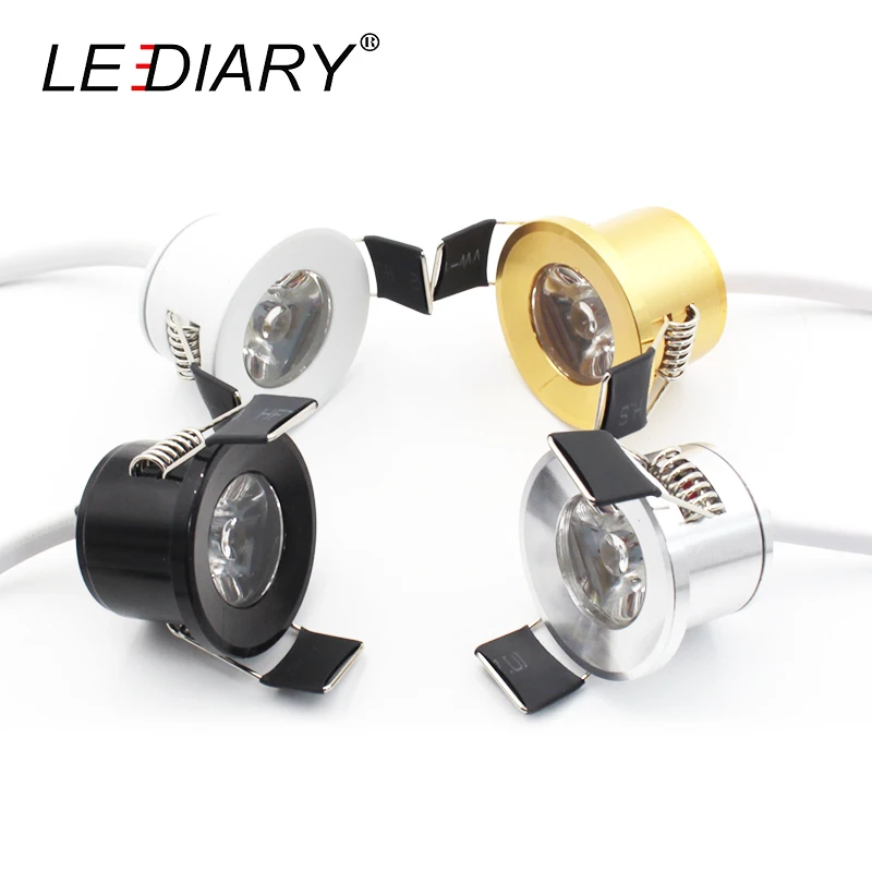 1Pcs LEDIARY Silvery/Black/White/Golden Mini LED Downlight 1.5W Jewelry Display Ceiling Recessed Lamp 90-260  Minidownlight