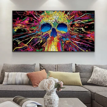 

Colorful Skull Graffiti Wall Art Canvas Paintings Abstract Street Art Canvas Posters And Prints Modern Decorative Wall Pictures
