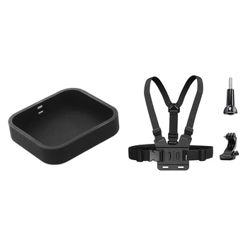 

1pcs Silica Gel Lens Cap Cover Action Camera Accessories & 1pcs Chest Mount Harness Strap with Thumb Screw +J-Hook