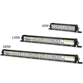 

LED Work Light 7\"13\"20\" 60W 120W 180W Dual Row Ultra Slim LED Light Bar For ATV NEW