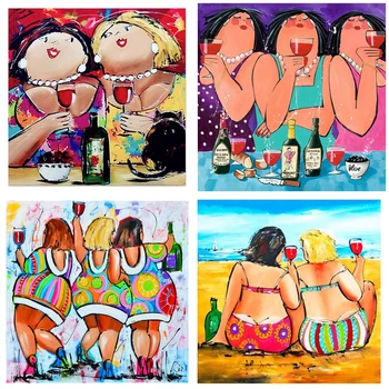 

New Diy Diamond Painting Fat Ladies Cross Stitch Sexy Women Resin Stone Pasted Painting Square/Round Full drill Diamond Mosaic