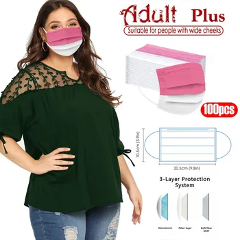 

50/100PCS Adult Unisex Face Mask Disposable mask for face fashion For Wide Cheeks mondkapjes mascarillas 3-Ply Masks masques
