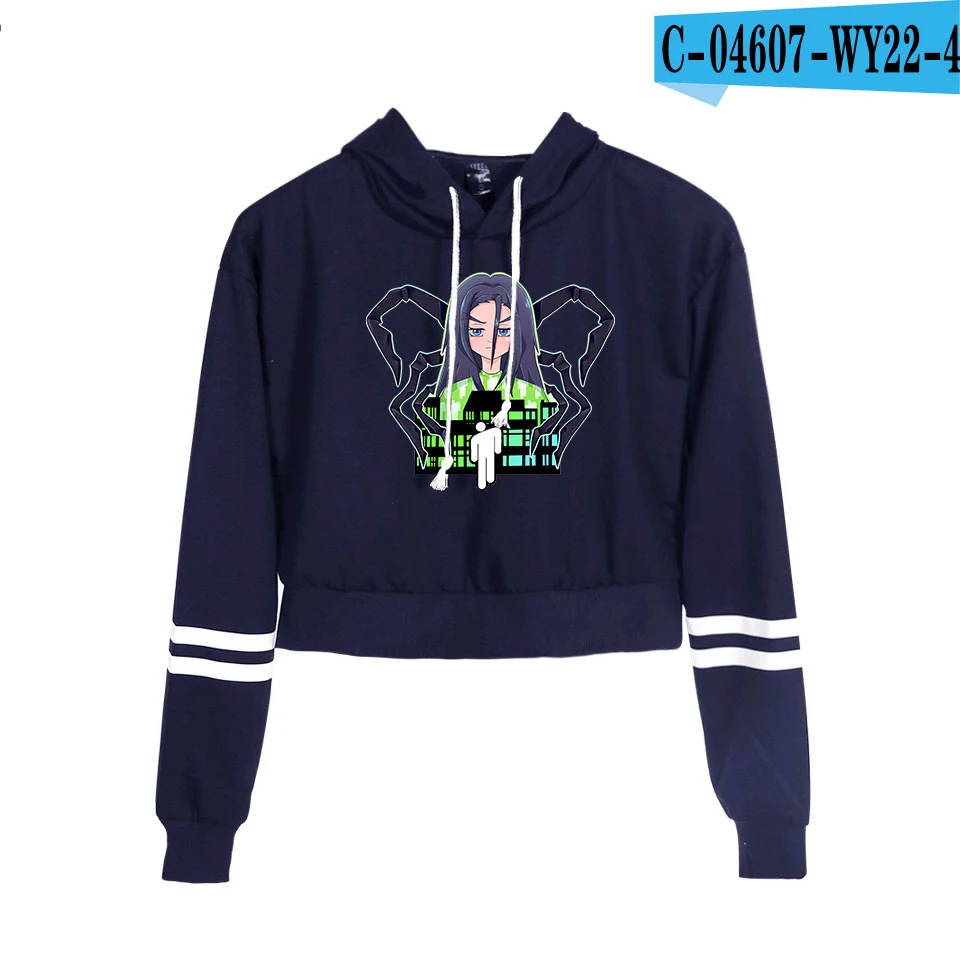 Новая Сексуальная Женская толстовка с капюшоном Billie Eilish, толстовка с капюшоном, худи с принтом Харадзюку, уличная одежда, толстовки высшего размера плюс, повседневные толстовки - Цвет: navy