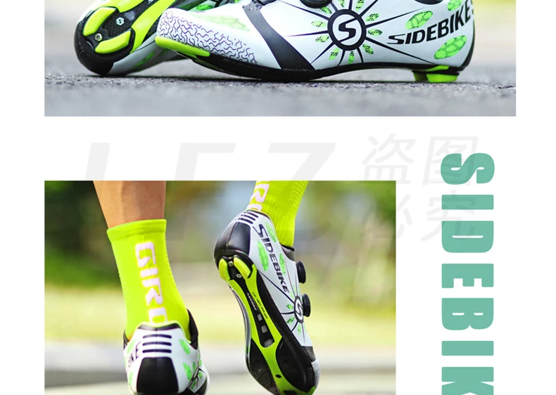 Sidebike углеродная велосипедная обувь для шоссейного велосипеда Мужская гоночная профессиональная спортивная велосипедная обувь самозакрывающаяся велосипедная size40-46 дышащая