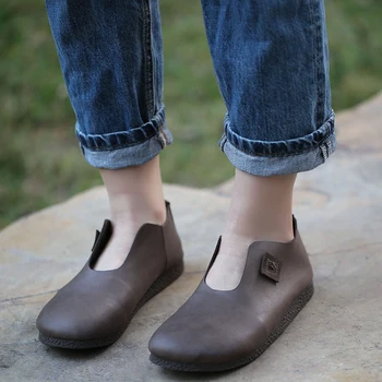 

VALLU Spring and summer 2020 new shoes women leather cowhide soft bottom comfortable hollow simple shoes