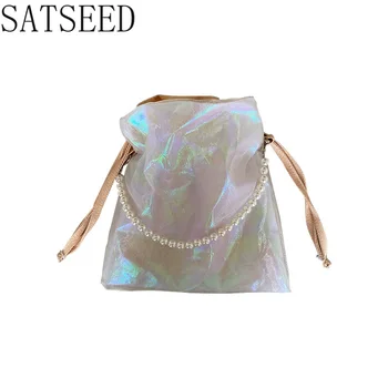 

Dream Cloud Yarn Pearl Handbag 2020 New Girl Chain Fairy Bag Canvas Shoulder Messenger Bag Female Versatile Satchels