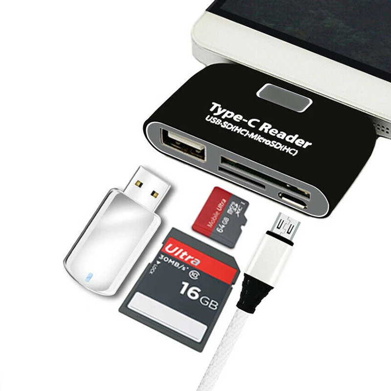 Larryjoe многофункциональный адаптер для карт памяти USB 3,1 type C USB-C TF OTG кард-ридер для MAC-book Phone Tablet Card Reader