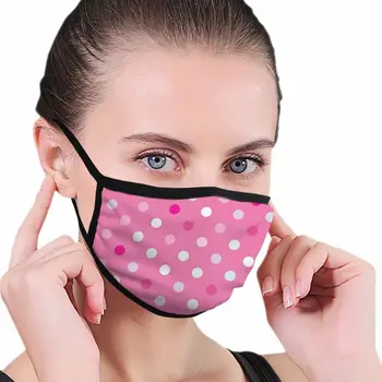 

Pink Polka Dots print Black edge dust mask, suitable for outdoor sports activities, washable and reusable