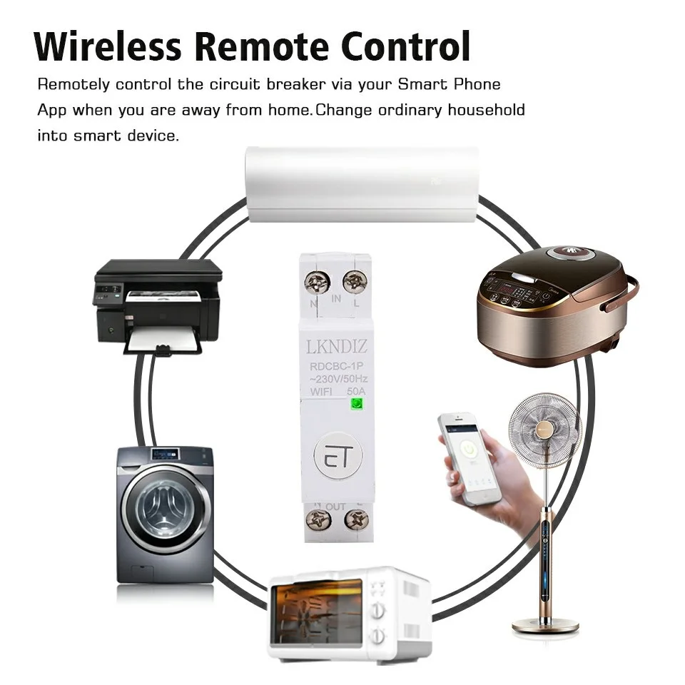 eWeLink SMART WiFi Circuit Breaker Remote Control by Voice Control With Alexa and Google Home 18mm Din Rail RDCBC1P 2P4P