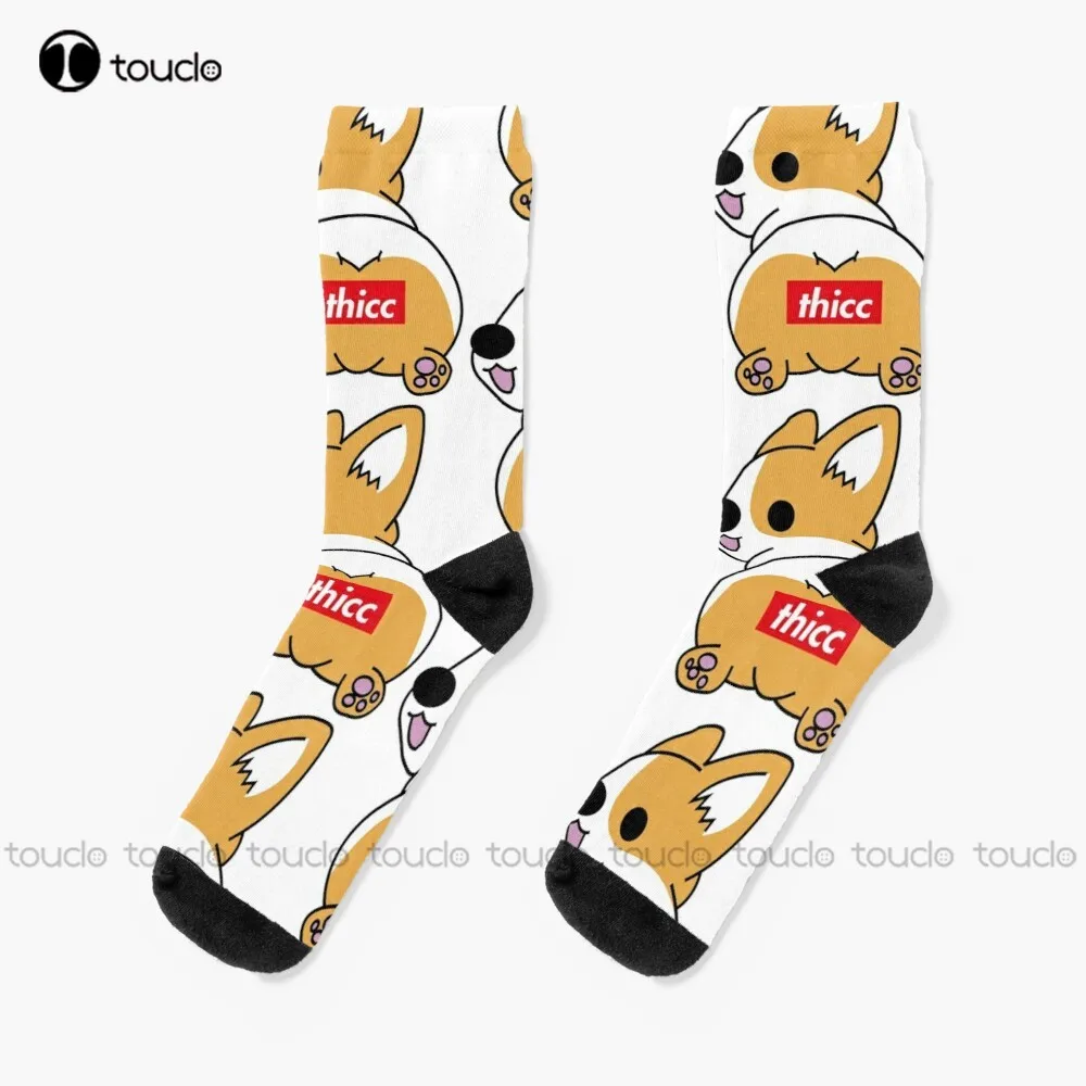 

Thicc Corgi Butt Socks Workout Socks Women Christmas New Year Thanksgiving Day Gift Unisex Adult Teen Youth Socks Custom Sock